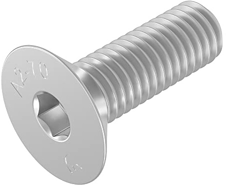 SECCARO Vite a testa svasata M3 x 10 mm, acciaio inox V2A VA A2, DIN 7991 / ISO 10642, esagono incassato, 20 pezzi