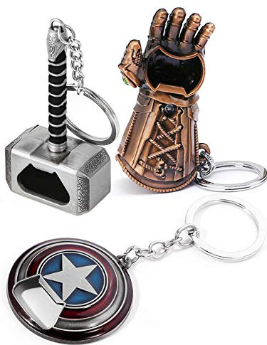 Sio & Tan Cool Keychain Bottle Opener, Hammer Glove Shield Keychain Bottle Opener, Beer Gifts Bottle Opener for Men, Husband, Dad, Grandpa, Boyfriend, 3 Pack, 3 pack