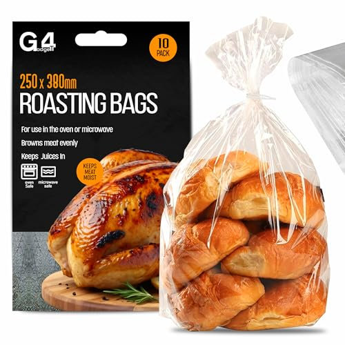 Pack Of 10 Large 250mm x 380mm Roasting Bags Oven And Microwave Safe Cooking Meat Chicken Fish Vegetables
