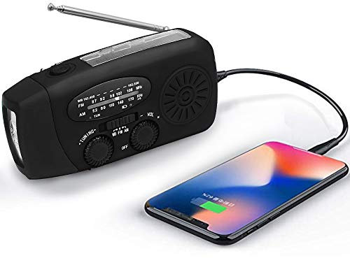 Upgraded Emergency Solar Weather Radio Hurricane Supplies Earthquake Kit Hand Crank Self Powered AM/FM/WB NOAA Wind up Survival Radios LED Flashlight 2000mAh Power Bank for iPhone Smart Phone