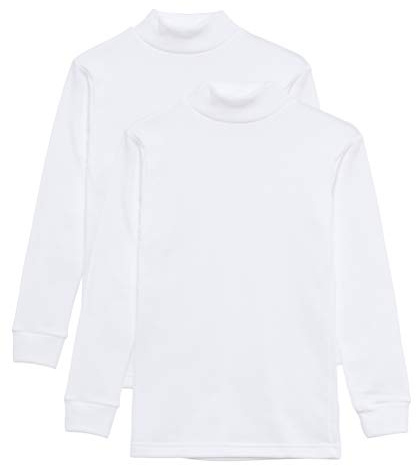 Camiseta Térmica Interior Niños Cuello Medio Alto Semi Cisne Manga Larga Colores Lisos. Pack de 2 Camisetas (Blanco, 8 años)