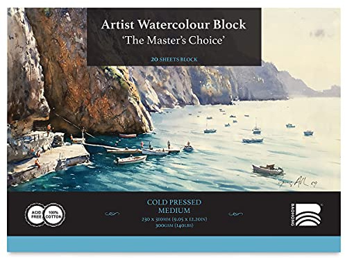 Baohong : Professional : Pure Cotton Watercolour Paper Block : 300gsm : 20 Sheets : 23x31cm : Medium