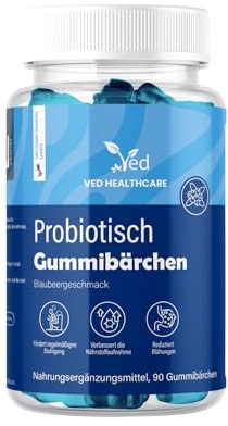 Vegane Probiotika Fruchtgummis mit Präbiotika, Blaubeergeschmack, 2 Fruchtgummis täglich(90 Stück),45-TageVorrat, gentechnikfrei,glutenfrei,vegetarisch& Nahrungsergänzungsmittel für die Darmgesundheit