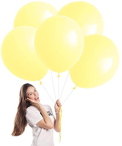 Macaron Gula Ballonger 45 Cm - 5 St Pastell Ljusgul Stor Tjock Naturlig Latexballong för Födelsedag, Baby Shower, Bröllop, Festival, Barn Festdekorationer