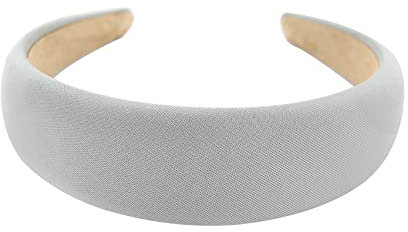 axy Breiter Haarreif mit Stoff gepolstertes Candy Colours - Wunderschön Damen Stirnband Haarschmuck Haarreifen HRK2A (Silbergrau)