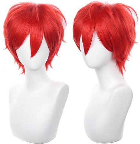 COSPLAZA Rot Cosplay Perücke Kurz Stachelig Flauschig Hitzebeständig Geschichtetes Synthetisches Haar Männer Frauen Halloween Party Perücke