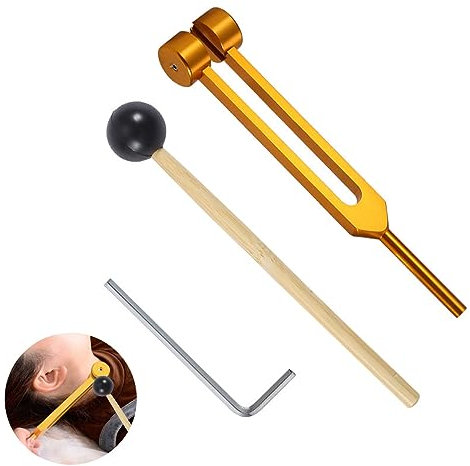 Tuning Fork 128hz with Silicone Hammer, Stainless Steel Medical Tuning Forks for Healing, Sound Therapy, Non-Magnetic Diagnostic Tuning Fork with Mallet for Chakra Hammer Ball Diagnostic