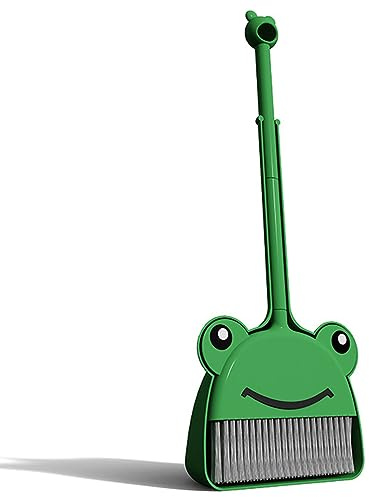 SCKTYZS Mini Broom with Dustpan for Boy I Kids Small Cleaning Set Combo Pretend Play I Toddler Kitchen Dress Up ToysâFrog Green