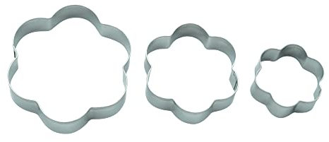 BekkiB - 3er-Set Ausstecher Blume- 3 Größen - Spülmaschinengeeignete Ausstechformen aus Edelstahl - Zum Backen für Plätzchen & Linzer Augen - 880683