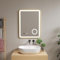 pro.tec LED Badspiegel Pescara Schminkspiegel mit Beleuchtung 3 Lichtfarben vertikal Wandspiegel für Badezimmer rechteckig 60 x 80 cm Goldfarben beschlagfrei Lichtspiegel mit Lupe Uhranzeige