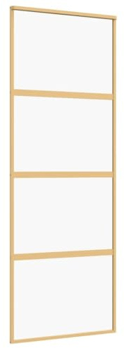 vidaXL Skjutdörr guld 76x205 cm klart ESG-glas och aluminium