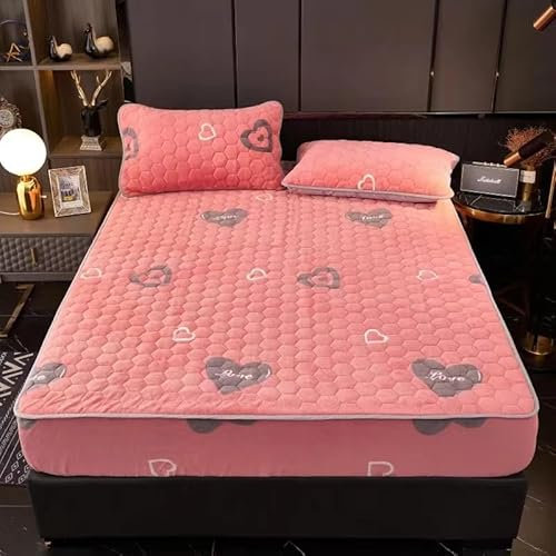 Winter Plüsch Spannbettlaken Bettlaken 180x200cm mit 2 STK. Kopfkissenbezug 50x75cm - Fleece Kuschelig Flauschig Bettwäsche | VELVETLUX (Rosa, 180 x 200 cm)