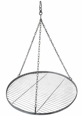 Edelstahl Grillrost Restposten Ø 60 cm – Feingliedriger Grillrost, rund mit Drehwirbel, rostfrei, mit Reling als Grillgut-Absturzsicherung, für Schwenkgrill, Grill Gitter