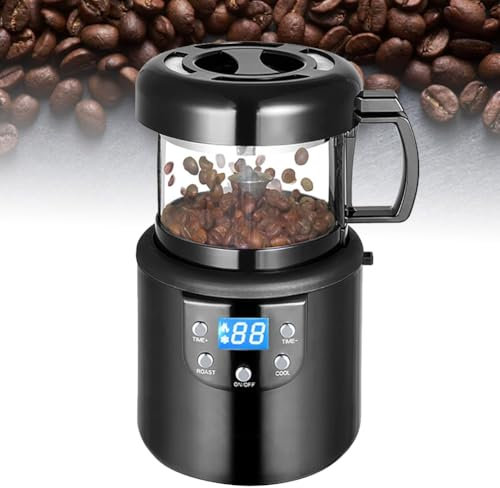 Hushålls kafferost, smart elektrisk kafferoster, 2-i-1 bak- och kylmaskin, automatisk kafferoster med timing och LED-display, för hem, kontor