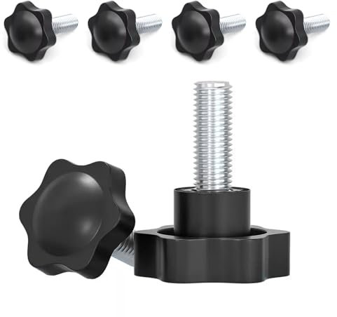 Zasjon 6 Pièces Écrou à Poignée étoile Vis M6 x 60mm Vis à Oreilles à Bouton de Serrage à Vis à Tête étoile Vis à étoilé Vis Moletée Vis de pouce pour Machine, Industrie, Équipement