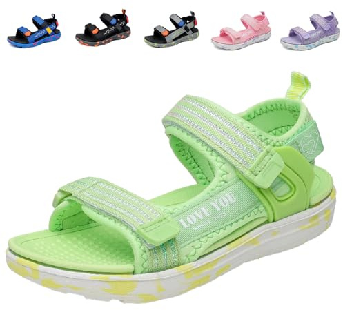 Fadezar Boys Girls Sandals for Kids Sports Outdoor Sandals with Adjustable Strap Open Toe Summer Footwear Green UK 5 (CN 38)
