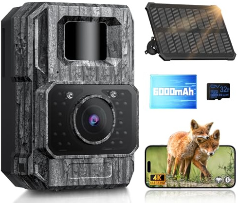 MAXDONE 4K 64MP Solar Wildlife Camera with Night Vision for Garden