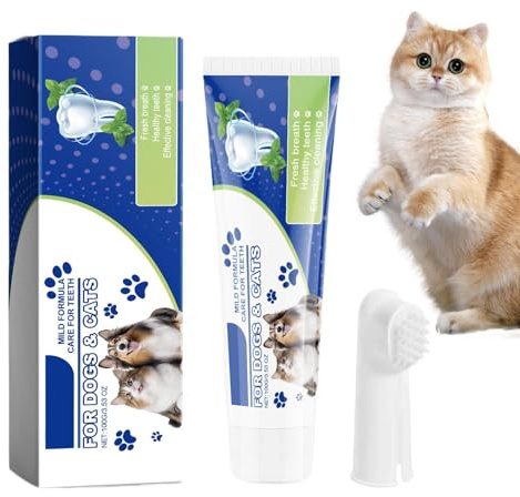 Eoixuqba Pasta de Dientes para Perros,Cepillo De Dedo Para Limpieza De Cachorros - Eliminador De Mal Aliento Mascotas Perros Gatos | Razas Pequeñas Medianas Grandes