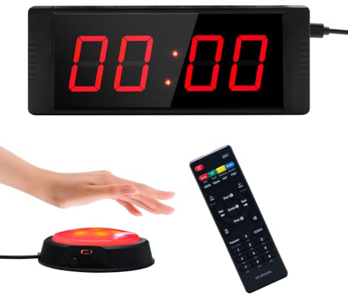 LUCKY TIME Temporizador de gimnasio con botón de inicio/parada, cronómetro digital LED Countup/Countdown con mando a distancia, temporizador de intervalos, reloj para entrenamiento en casa o gimnasio