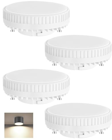 DAFNE et di 4 lampadine GX53 LED bianco caldo, 3000 K 7 W sostituisce una lampadina alogena, 700 LM GX53 Faretto LED da incasso, lampadina LED spot per armadi non dimmerabili per lampada da lettura
