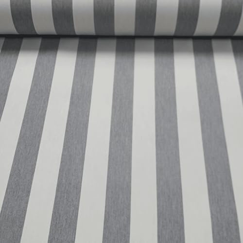 Ferrero Tejidos - Tela de TOLDO CON TEFLÓN LISTADO 5CM. Ancho 3.20 metros. Largo a escoger de 1 a 1 m en una sola pieza. Para exterior impermeable protección UV tapizar resistente (121 Gris Claro)