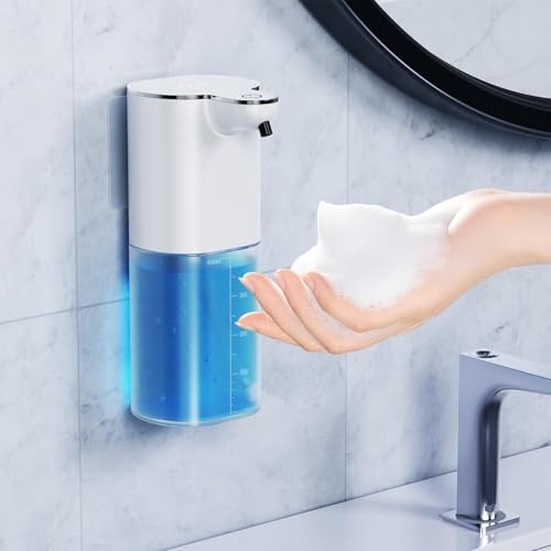 Automatic Soap Dispenser, 400ml Touchless Dispenser, 4 Adjustable Levels, IPX5 Waterproof, USB Rechargeable Wall Mounted for Bathroom, Kitchen, Office
