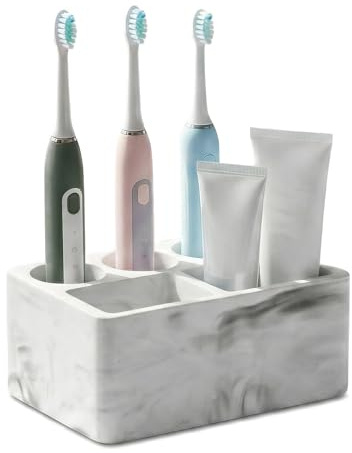 Soporte para cepillo de dientes de diatomita, cepillo de dientes de secado rápido y soporte para pasta de dientes para accesorios organizadores de baño (mármol blanco)