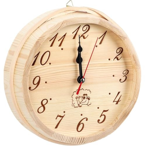 Aundhegrtt Horloge en Bois Horloge Résistante à la Chaleur Horloge de Sauna Minuteur de Sauna