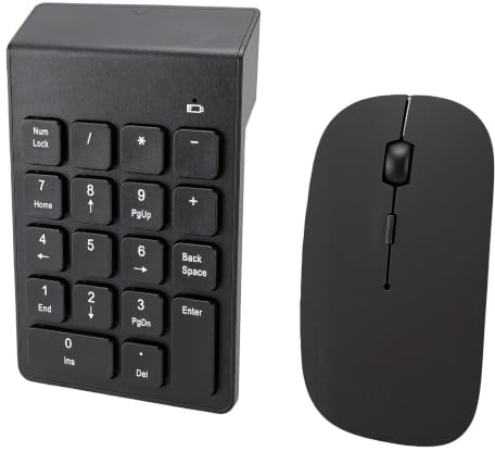 LICAEVEY Trådlös Numerisk Tangentbords-mus-kombination, 2.4G Delad USB-mottagare Tangentbord och Mus-set, Plug and Play Sifferknapp för Bärbar Dator, Ekonomi, Kontor och Datainmatning