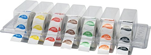 DayView Dispenser Kit Distributeur de 7 rouleaux de 1000 étiquettes chacun avec inscription jours de la semaine [français non garanti] Transparent 25 mm