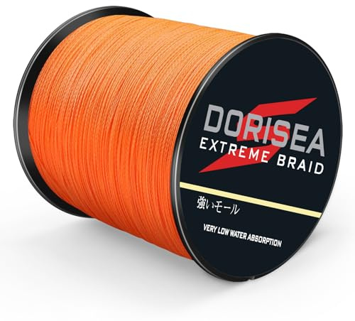 DORISEA Extreme Braid geflochtene Angelschnur, 100 % PE, 300 m, 2,7–136 kg getestet, Orange, 13,6 kg/0,26 mm