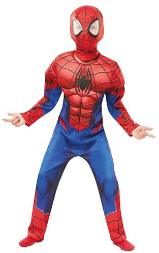 Rubies Official Marvel Spider-Man, Deluxe Child Costume - Medium Age 5-6, Height 116 cm, Red Halloween