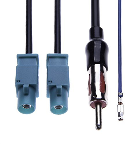 Keple Dubbel FAKRA till DIN antennadapter bil stereo antenndelare 1 DIN hane till 2 FAKRA uttag kompatibel med Volkswagen Golf, Jetta, Touareg, EOS, Transporter