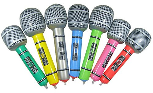 The Glowhouse Forniture Gonfiabile Strumenti Musicali gonfiabili Chitarra Sassofono Microfono per Il Partito Palloncini Colore Casuale (4 microfoni)