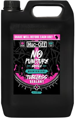 Muc-Off No Puncture Hassle Tubeless Sealant, 5 l - Liquido Tubeless Avanzato con Colorante Tracciante UV - Lattice per Tubeless Sigilla Strappi e Fori Fino a 6 mm
