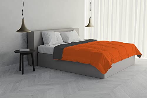 Italian Bed Linen Piumino Estivo, Microfibra, Arancio/Grigio Scuro, 2 Posti