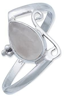 mantraroma Ring Damen Silber 925 Rosenquarz Edelstein rosa schlicht, groß modern (MRG-195-07-(60))