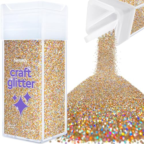Hemway Craft Glitter Shaker Gold Silver Holographic 130g Ultrafine | for Resin & Epoxy Crafts, Christmas Art Supplies, Nail, Body, Face, Eye, Festival, Crafting, Slime, Sparkle