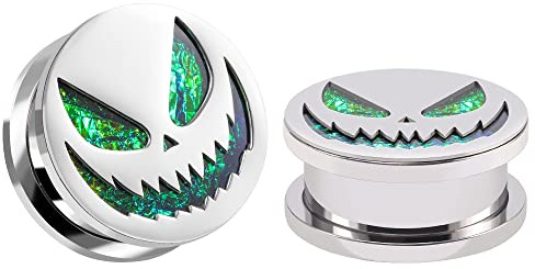 COOEAR 1 Pair Gauges for Earrings Flower Fake Opal Tunnels Ear Plugs Flesh Stretchers Expander 0g to 1 Inch.