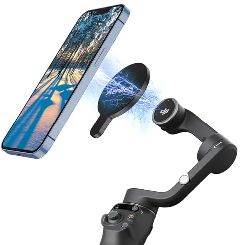 OM Magnetic Phone Mount for DJI Osmo Mobile 8P/8/7P/OM 7/OM 6/SE/OM 5/OM 4 SE/OM 4 Magsafe Quick-Release Adapter Magnet Clamp Clip, Mounting for Video Photo Shooting Phone DJI Gimbal Accessories