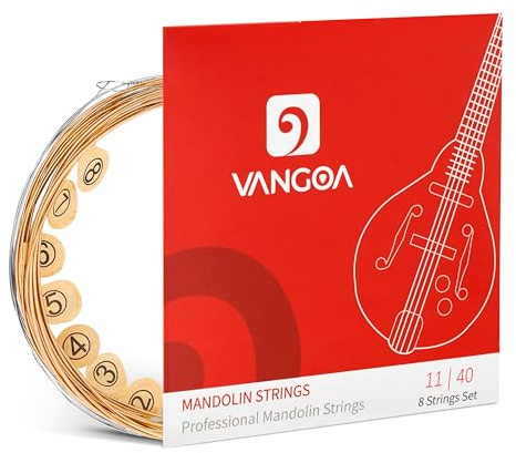 Mandolinensaiten, Vangoa 90/10 Bronze, vakuumversiegelte Verpackungssaiten für 8-saitige Mandoline, leicht, 11-40