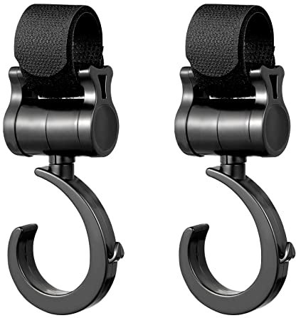 LAOKEAI 2 Stück Kinderwagen Haken Taschenhaken,Kinderwagenhaken für Wickeltaschen,Anhänger für Kinderwagen in Universeller Passform,Klettverschluss Kinderwagen Haken für Handtaschen