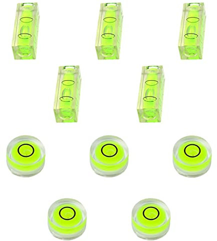 10 Stücke Wasserwaage Libelle Wasserwaage Circular Bubble Spirit Level Mini Wasserwaage Rund Mini Quadrat Wasserwaage für Camping, Stativ, Kameras, Stationäre Bilder Verwendet Werden (Light Green)