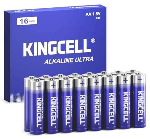KINGCELL AA Batteries 16 Pack, Ultra Long-Lasting 1.5V Alkaline Battery Bulk, Double AA Batteries Leakproof Design 10-Year Shelf Life for Household Devices.