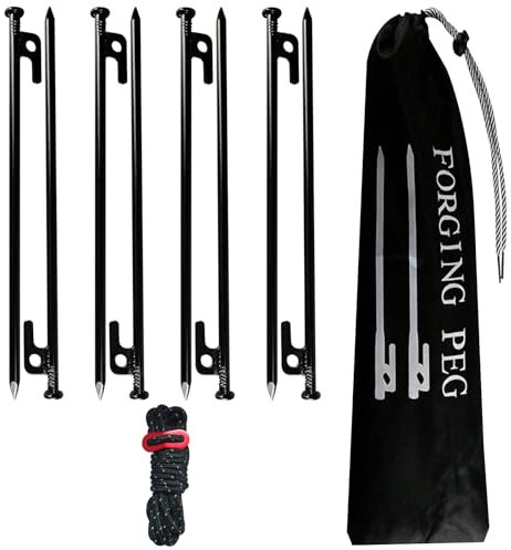 Zeltheringe Heringe Camping, Zeltheringe 8er-Set, wetterfest, 30 cm, Lange und stabile Heringe, Zeltheringe für Camping und Outdoor, Stahlheringe und Zubehör