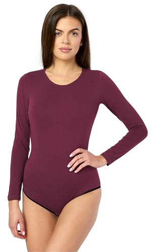 Merry Style Body da donna a maniche lunghe MS-114, rosso vivo, S