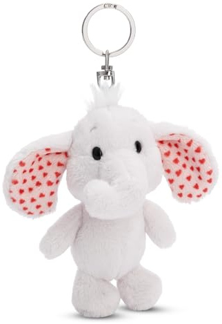 Schlüsselanhänger Love Elefant hellgrau 10cm grau - Plüsch-Begleiter Kuscheltieranhänger mit Schlüsselring für Schlüsselband, Schlüsselbund & Schlüsselhalter