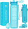 HydroPal 1L Sports Water Bottle, Slim Plastic Drink Bottle with Filter, Leakproof, BPA-free, Ideal for Gym, Running, Travel, School, Office, Outdoor Activities