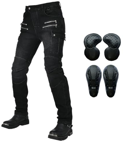 HOMDECR Pantaloni Moto Uomo/Donna, Jeans Moto In Aramide, Pantaloni Da Moto Con Protezioni,- Versione Invernali/Estivi (Nero,XL)
