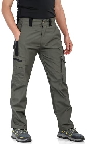 LY4U Pantaloni da Lavoro Pesanti da Uomo con Multitasche, Pantaloni da Combattimento Cargo per l'escursionismo Campeggio Informale All'aperto